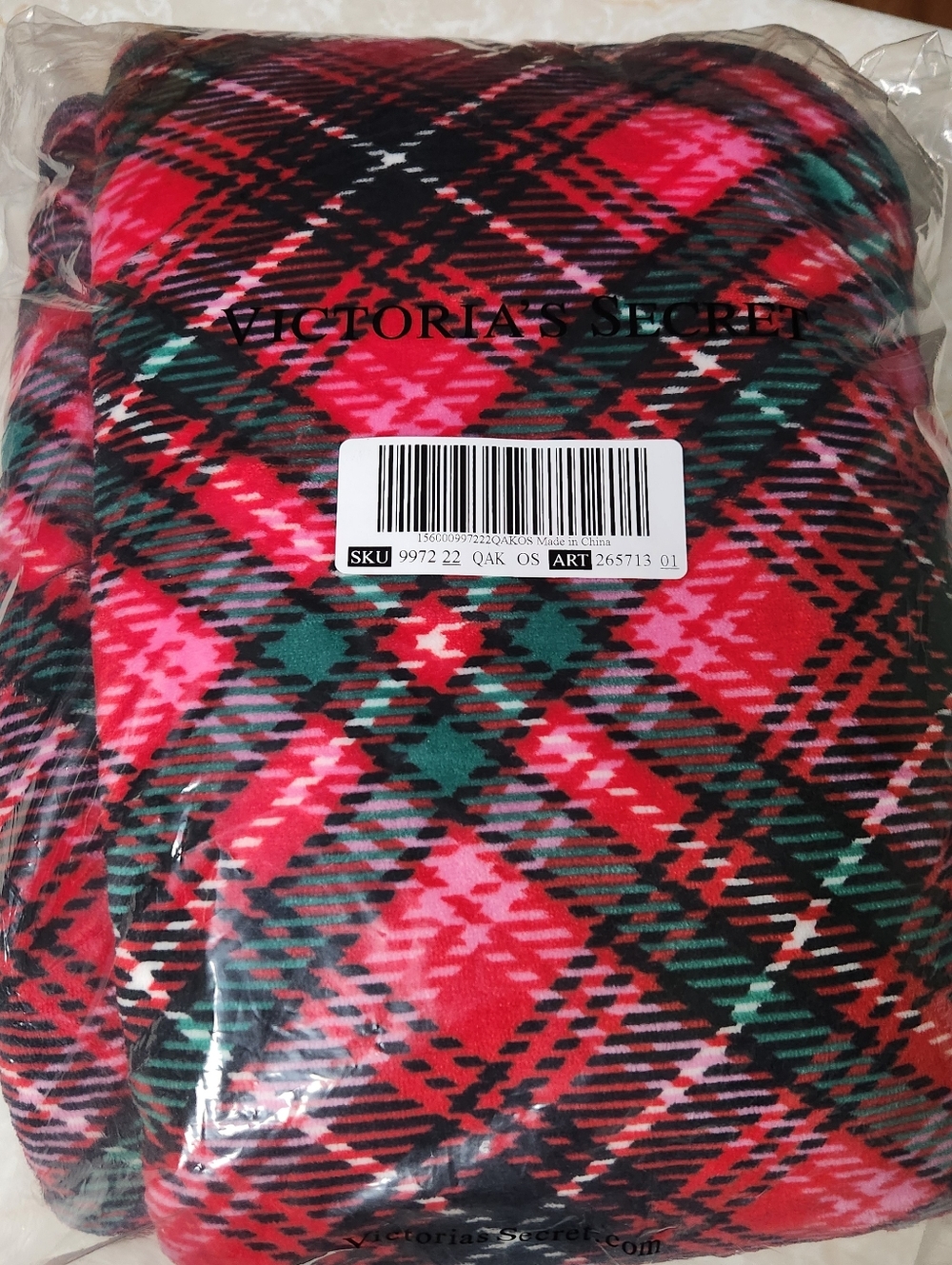 Victoria's Secret Holiday Plaid Red Green Sherpa Blanket Throw New